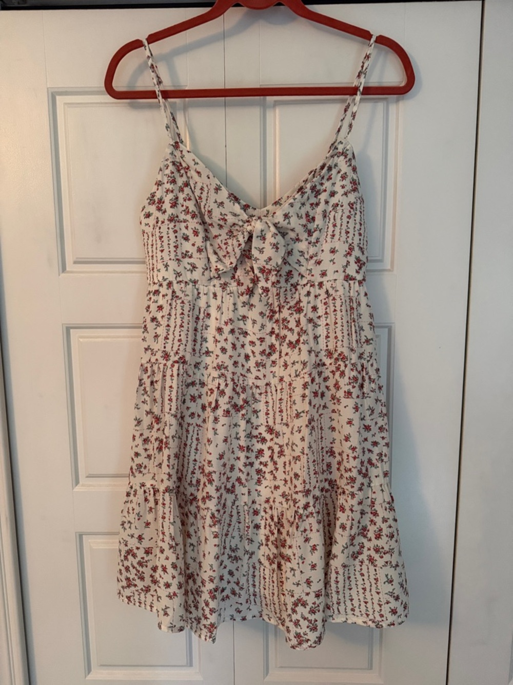 Floral Tie-Front Sundress in Cream and Red
